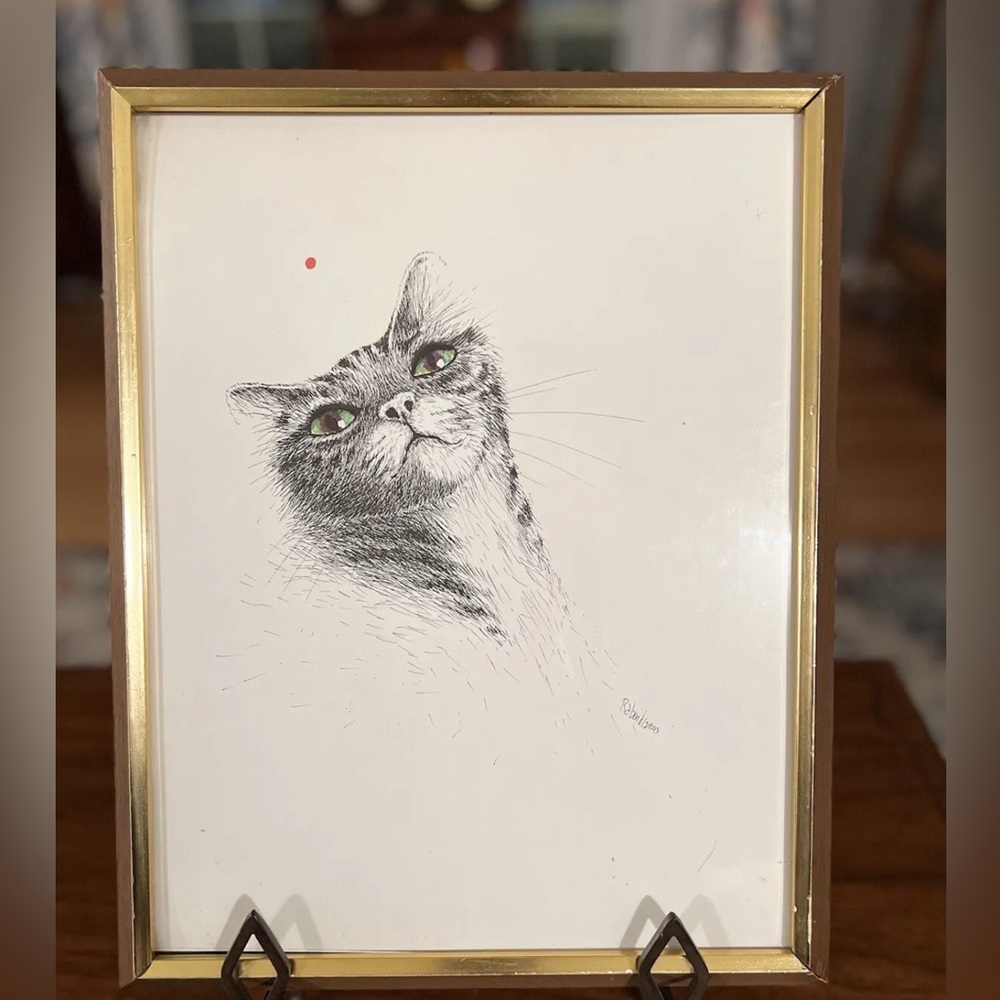 Rabindra Danks Signed Cat Lithograph, 1973